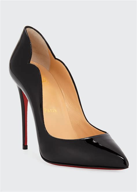 christian louboutin hot chick 100 patent red sole pumps|christian louboutin decollete black.